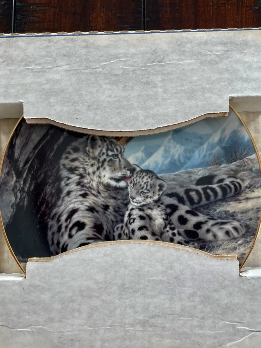 Bradford Exchange Snow Leopard Plate 1989 W.S. George COA Box Endangered Species